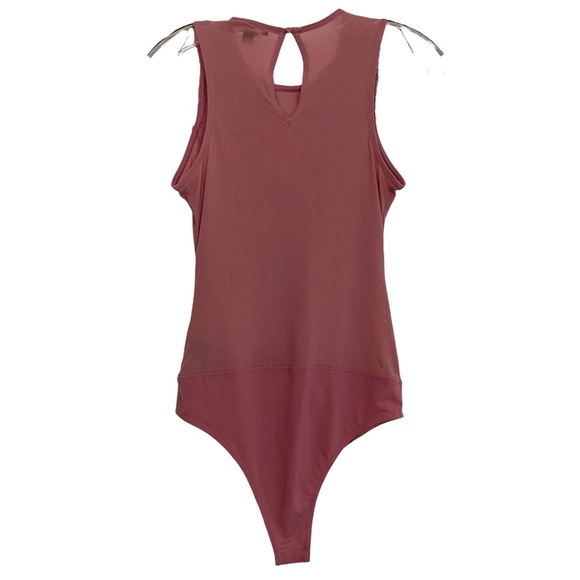 Haute Monde Floral Sheer Bodysuit Embroidered Applique Mauve Blush Festival - Picture 2 of 6